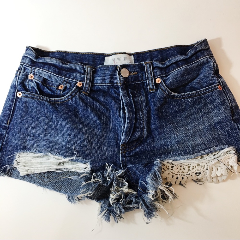 Free People | Daisy Inset Denim Cutoff Shorts - Picture 3 of 7
